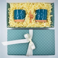 Cutie cadou Blue Lagoon- 2 pahare amprente + nod deco