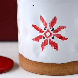 Cutie cadou Tradițională Roșu - 1 pahar amprente + suport lumȃnare + deco