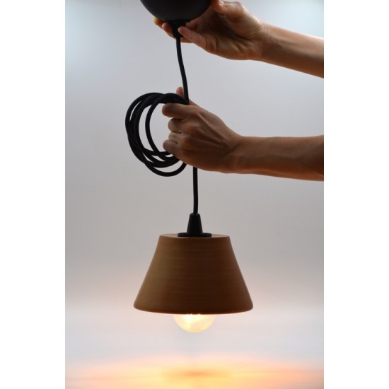 Lampă suspendată - abajur ceramică teracota, 16x9 cm
