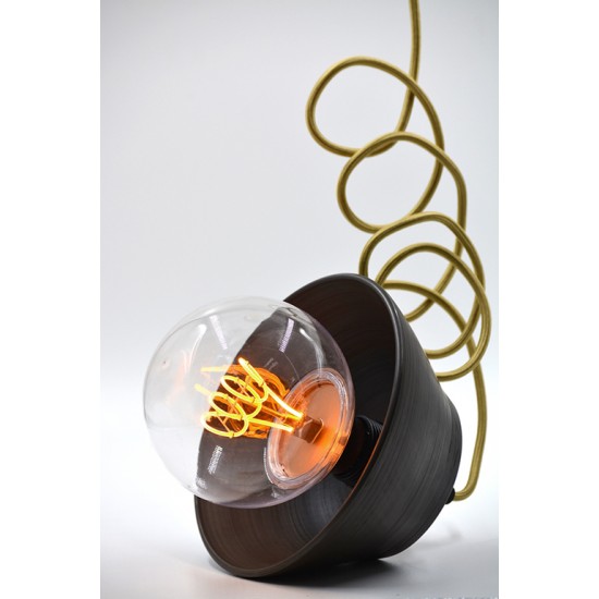 Lampă suspendată - abajur ceramică neagră, 18x8 cm