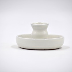 Suport ceramică pentru lumânări  - Alb unt, 10 cm