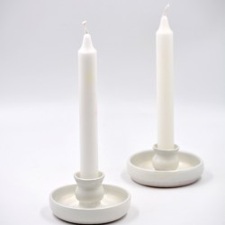Suport ceramică pentru lumânări  - Alb unt, 10 cm