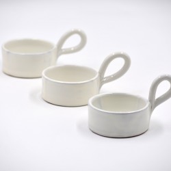 Suport ceramică pentru căndeluță - Alb unt, 6 cm