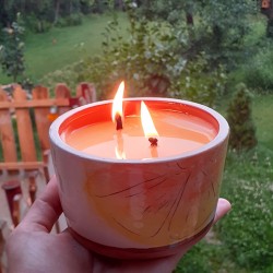 Lumânare parfumată cu suport ceramică - Citrus Bliss (mix de citrice), 33 h