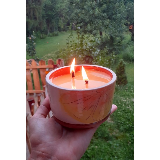 Lumânare parfumată cu suport ceramică - Citrus Bliss (mix de citrice), 33 h