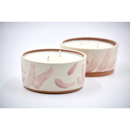Lumânare parfumată cu suport ceramică - Spring Mist (Bujori, bergamotă), 33 h