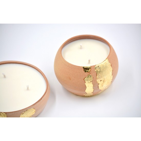 Lumânare parfumată cu suport ceramică - Gold Vanilla (Vanilie), 33 h