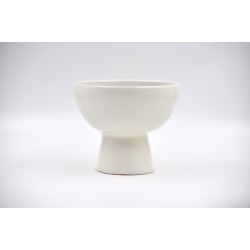 Bol ceramică cu picior - Alb unt, 15x13 cm