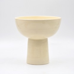 Bol ceramică cu picior - Alb unt, 17x17 cm