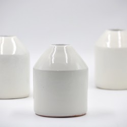 Vază ceramică M - Alb unt, 12 cm