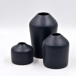 Vază ceramică L - Negru mat, 14 cm