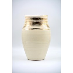 Vază ceramică Alb - Aur - Linii, 30 cm