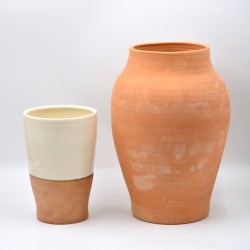 Vază ceramică Alb - Teracota, 17 cm